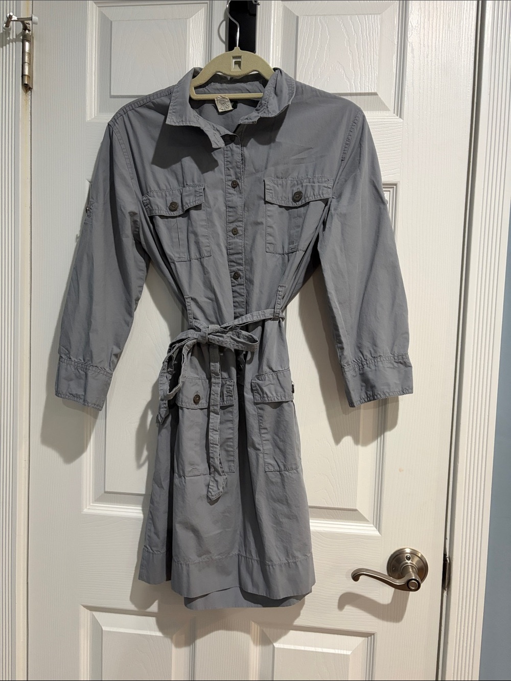 J. Crew Gray Belted Utility Shirt Dress